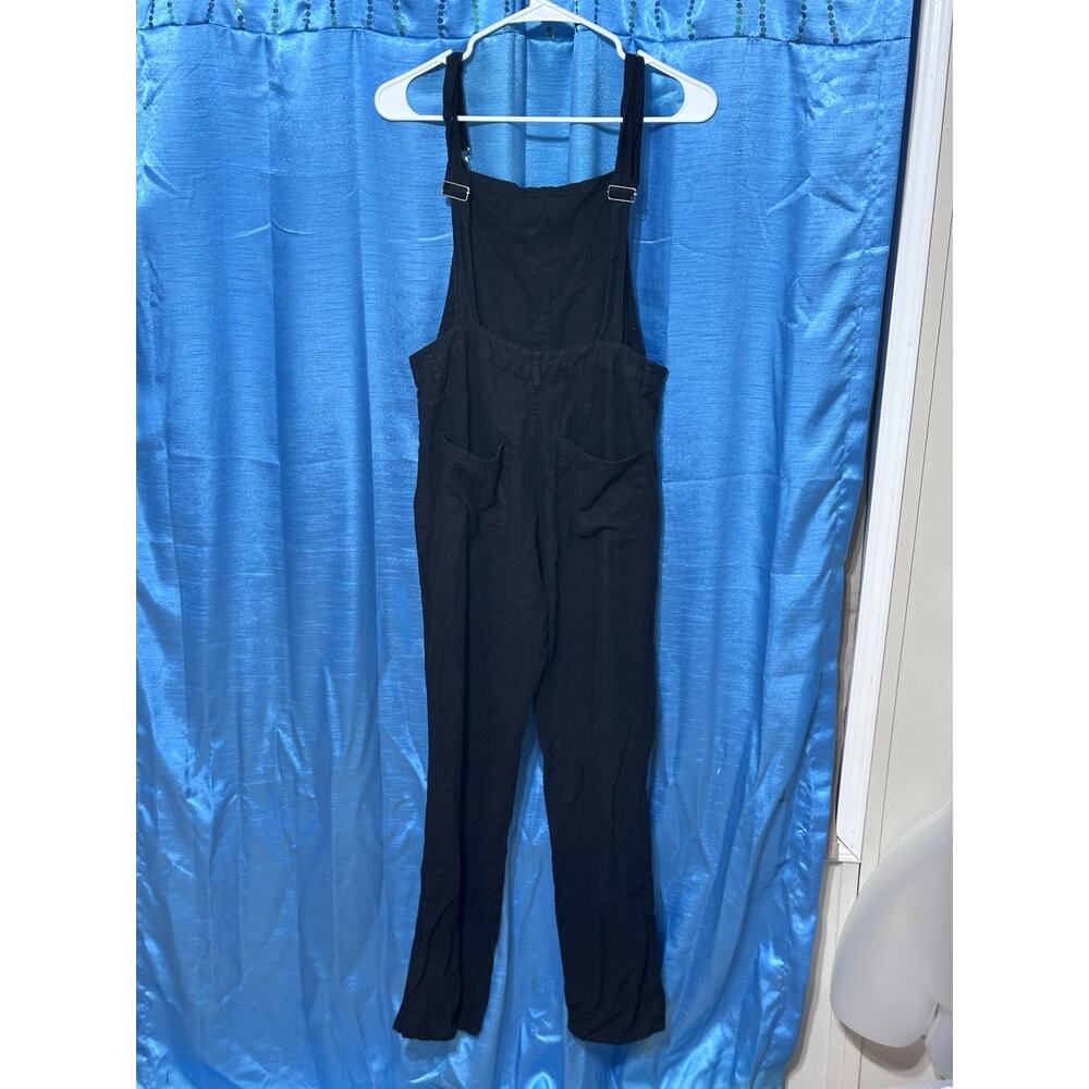 Love Tree Linen Blend Black Overalls SZ S Casual Comfort Beach Resort - Picture 3 of 8